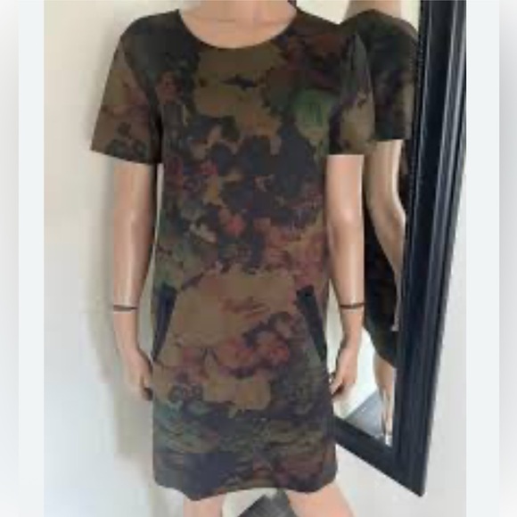 Essentiel Antwerp Floral Camo Short Sleeve Dress Size 10 - Picture 12 of 13